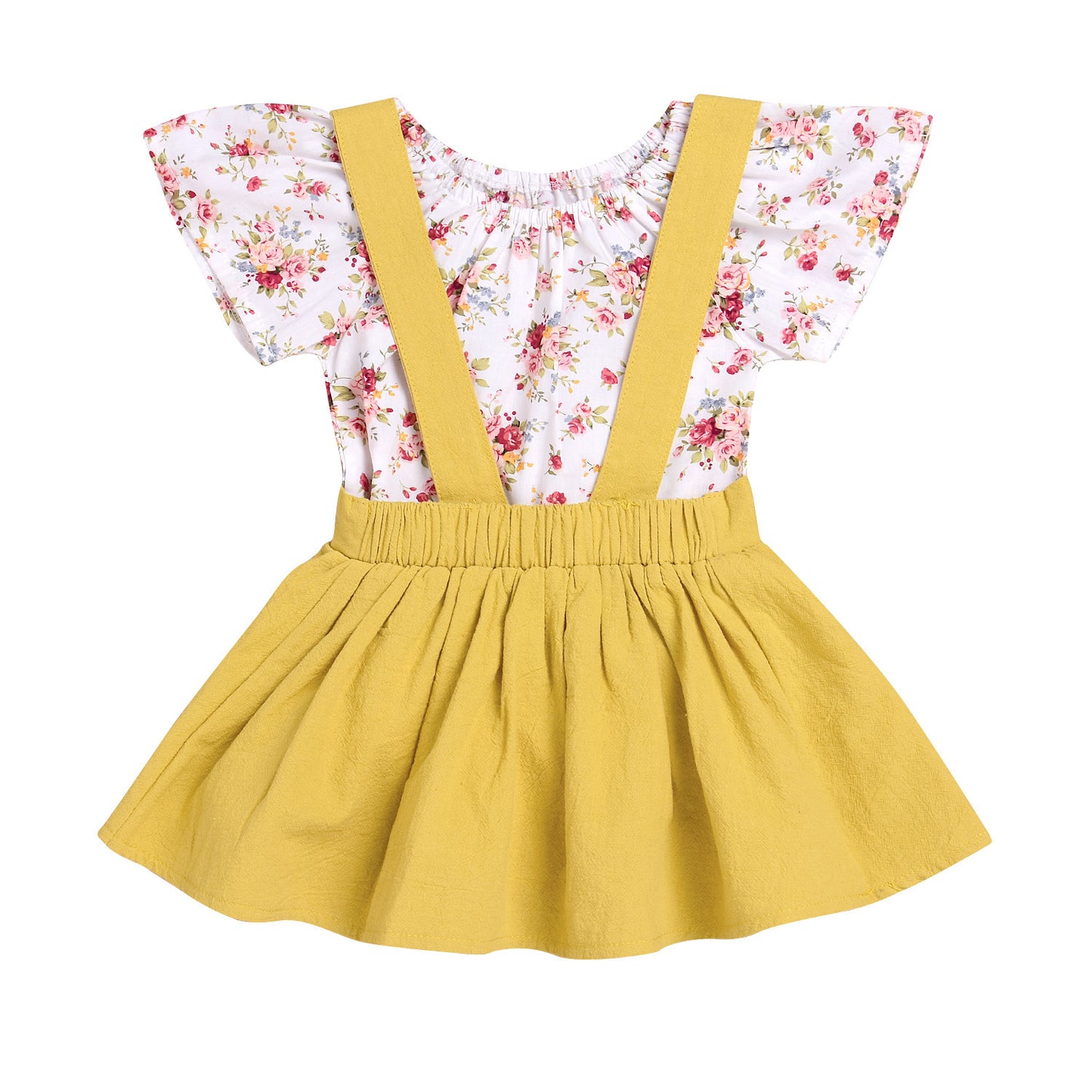 Girls flower strap dress two-piece suit