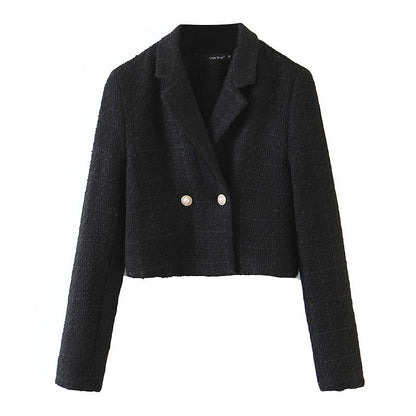 Autumn new loose small fragrance short coat autumn and winter pearl woolen suit