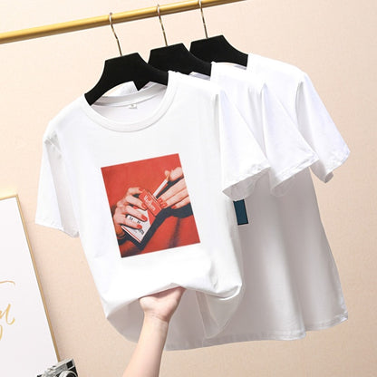 Yoga pants wholesale summer blouse sets of women's new loose cartoon finger print short-sleeved t-shirt a generation