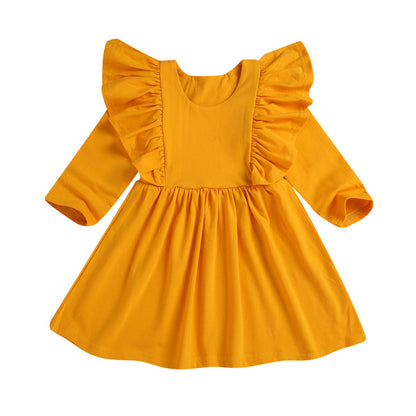 Girls lace long sleeve dress princess dress