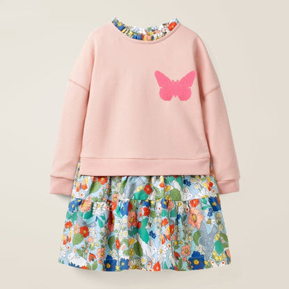 Striped long-sleeved children's skirt dress