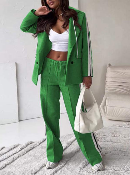 Casual Ribbon Hooded Suit Wide Leg Pants Two-piece Suit