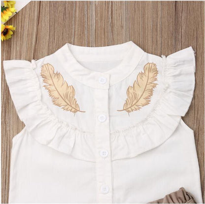 Baby lotus leaf collar sleeveless shorts 2-piece set