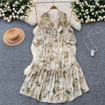 French Style High-grade Waist-tight Dress Women