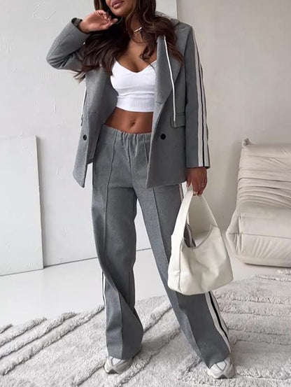 Casual Ribbon Hooded Suit Wide Leg Pants Two-piece Suit