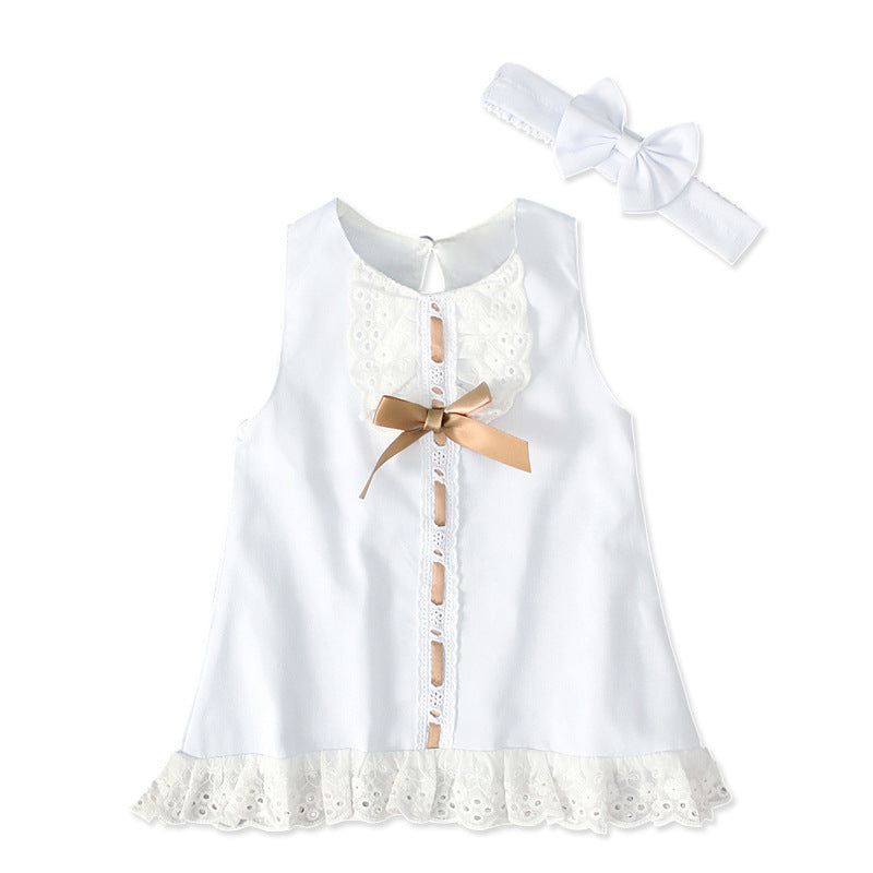 Girls' sleeveless bowknot skirt two-piece children's dress