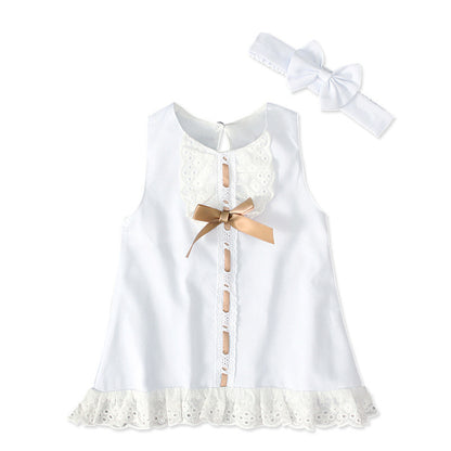 Girls' sleeveless bowknot skirt two-piece children's dress