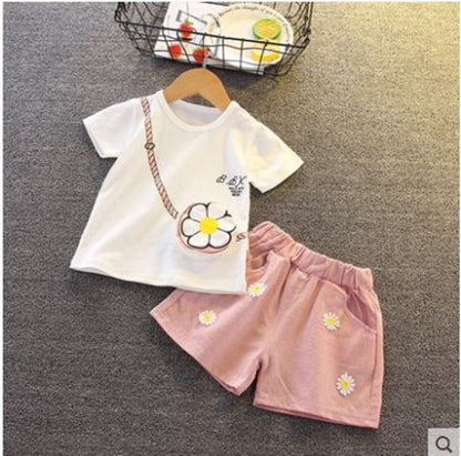Fashion baby cartoon summer short sleeve suit
