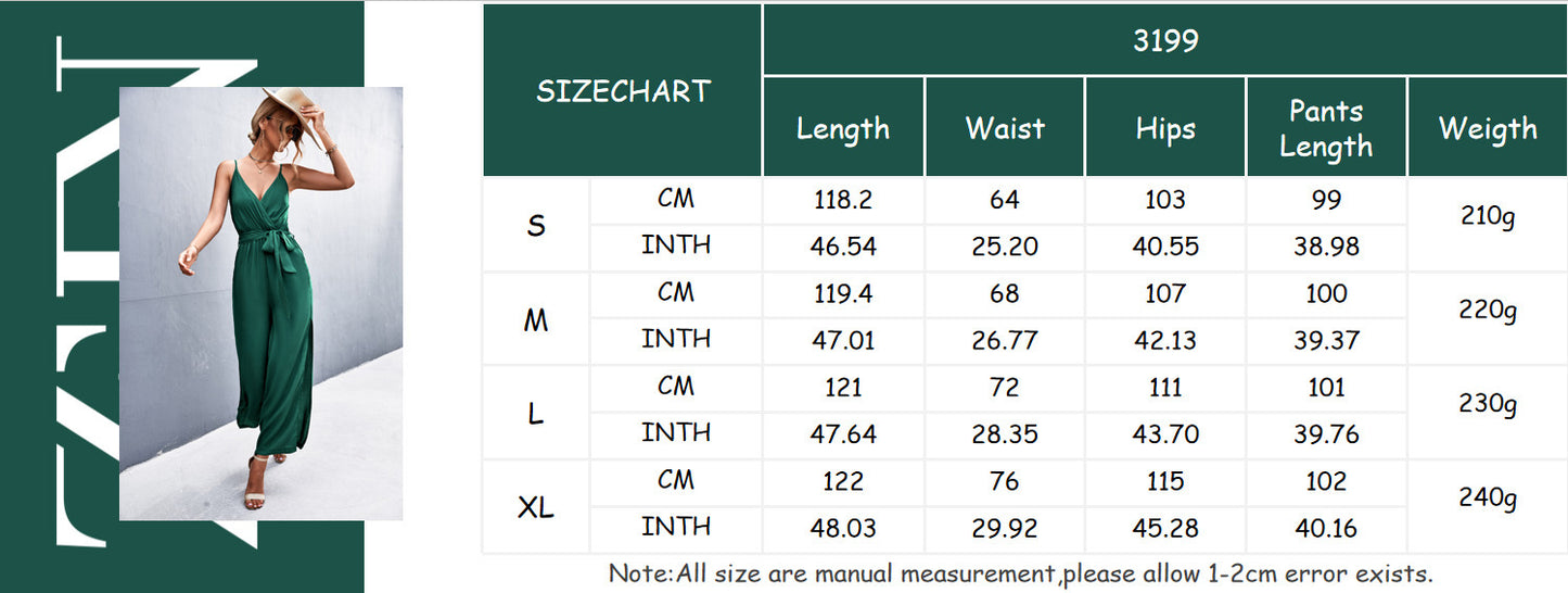 Women's Clothing New Hot Sale V-neck Strap Split Jumpsuit