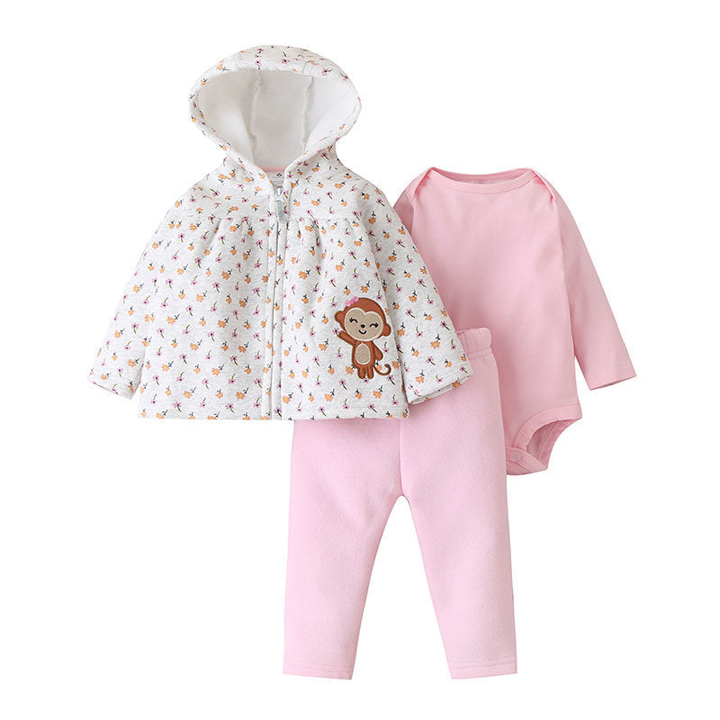 Autumn and Winter Baby Cartoon Three-Piece Suit