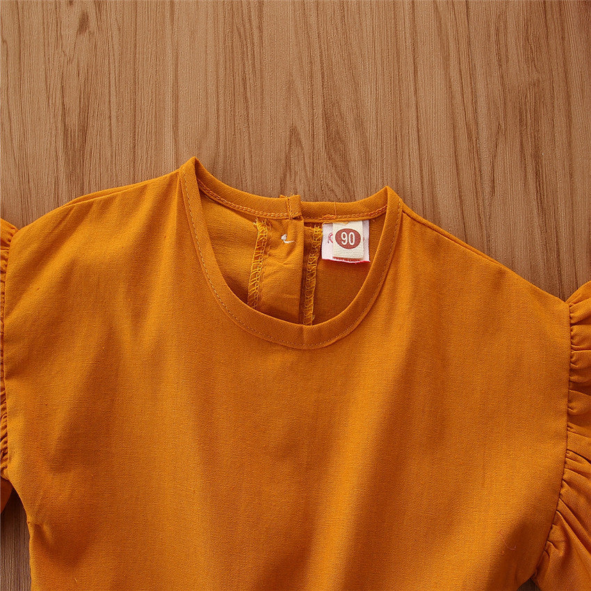 All-Match Yellow Flying Sleeves Waist Jumpsuit