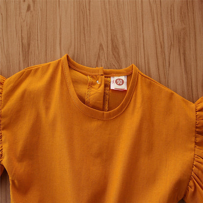 All-Match Yellow Flying Sleeves Waist Jumpsuit