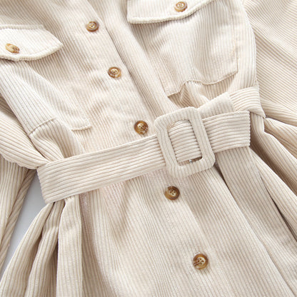 All-Match Mid-Length Corduroy Waist Shirt