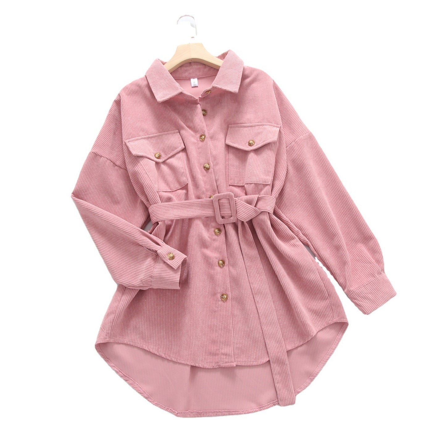 All-Match Mid-Length Corduroy Waist Shirt