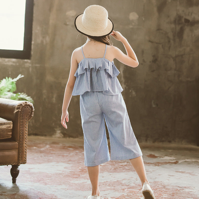 Wide Leg Pants Two-Piece Children's Western Style Suit