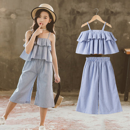 Wide Leg Pants Two-Piece Children's Western Style Suit