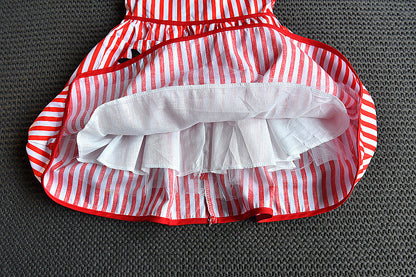 Fashionable And Cute Girls' Striped Sleeveless Backless Dress