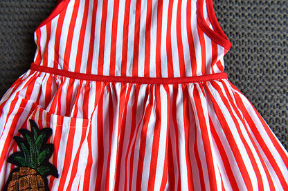 Fashionable And Cute Girls' Striped Sleeveless Backless Dress