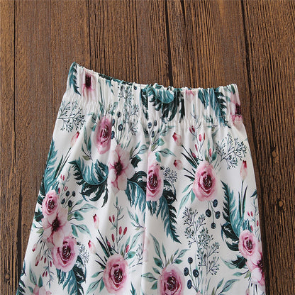 Three-piece Long-sleeved Printed Three-dimensional Rabbit Ear Sweater