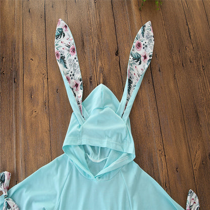 Three-piece Long-sleeved Printed Three-dimensional Rabbit Ear Sweater