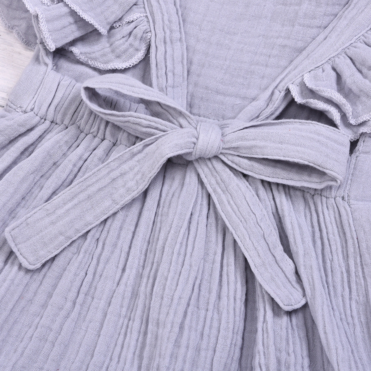 Woven Cotton Solid Color Flying Sleeves Jumpsuit