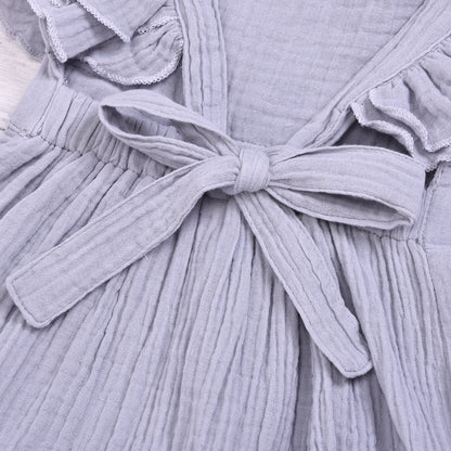 Woven Cotton Solid Color Flying Sleeves Jumpsuit