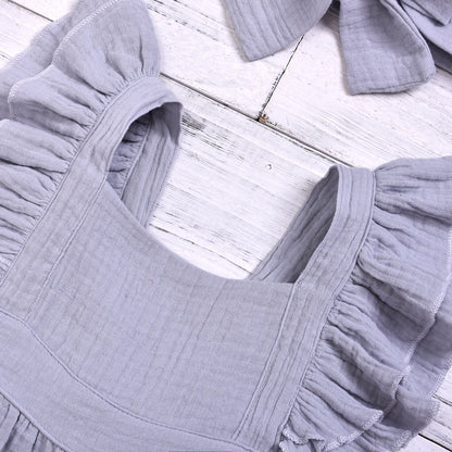 Woven Cotton Solid Color Flying Sleeves Jumpsuit