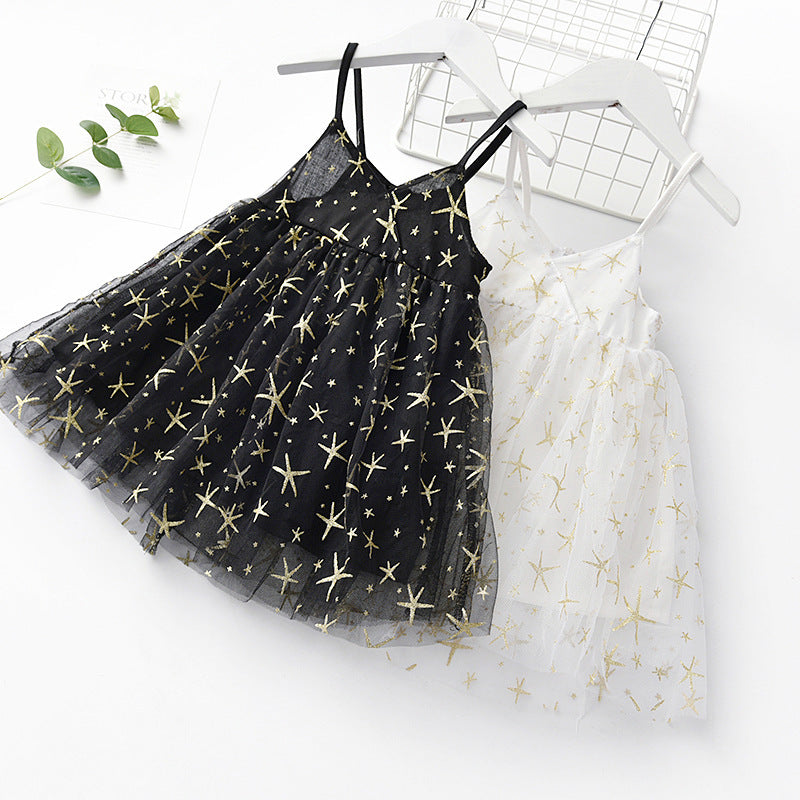 Super Western Style Sling And Tutu Skirt For Little Girl Net Yarn Princess Dress