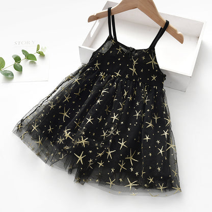 Super Western Style Sling And Tutu Skirt For Little Girl Net Yarn Princess Dress