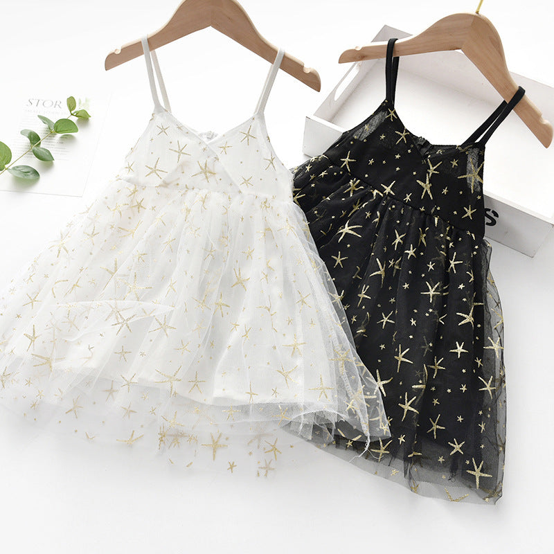 Super Western Style Sling And Tutu Skirt For Little Girl Net Yarn Princess Dress