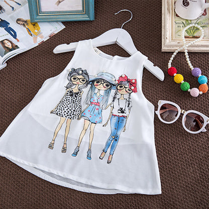 Fashion Girl Chiffon Vest shorts Suit