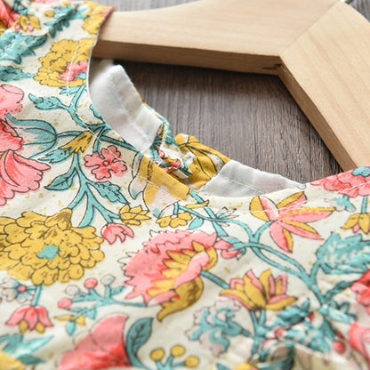 Girls Fashion Cute Retro Sleeveless Print Dress