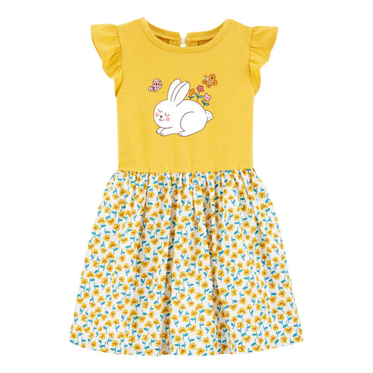 Fashion Cute Girls Cotton Short Sleeve Dress