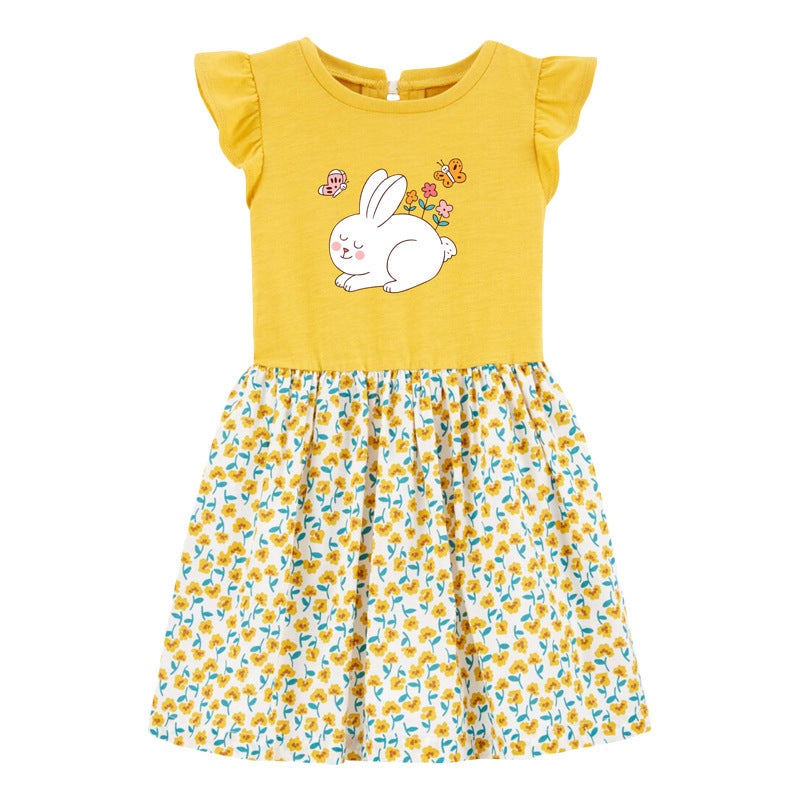 Fashion Cute Girls Cotton Short Sleeve Dress