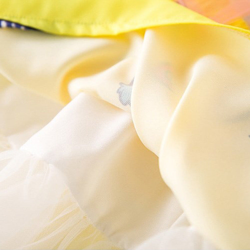 Girl's Dress With Big Bow Yellow Gauze Skirt