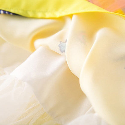 Girl's Dress With Big Bow Yellow Gauze Skirt