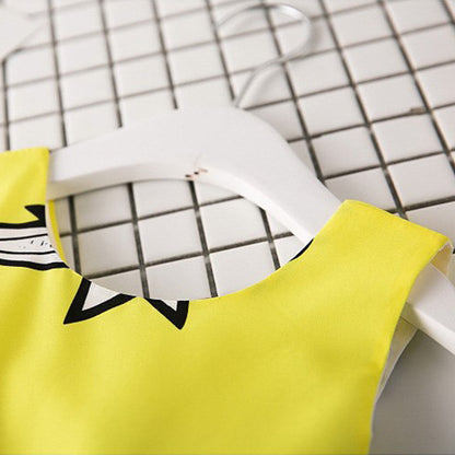 Girl's Dress With Big Bow Yellow Gauze Skirt