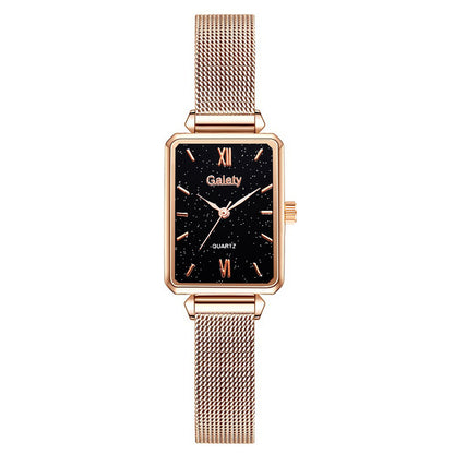 Alloy Mesh Belt Small Green Watch Korean Fashion Ladies Square Head Quartz Watch