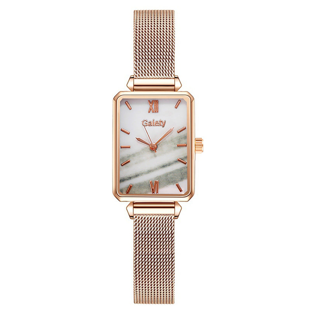 Alloy Mesh Belt Small Green Watch Korean Fashion Ladies Square Head Quartz Watch