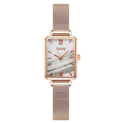 Alloy Mesh Belt Small Green Watch Korean Fashion Ladies Square Head Quartz Watch