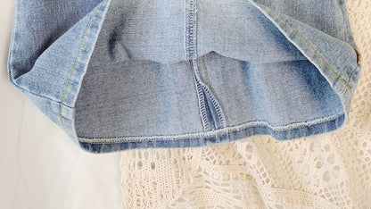 Girls' Dresses Fashion Square Collar Denim Skirt