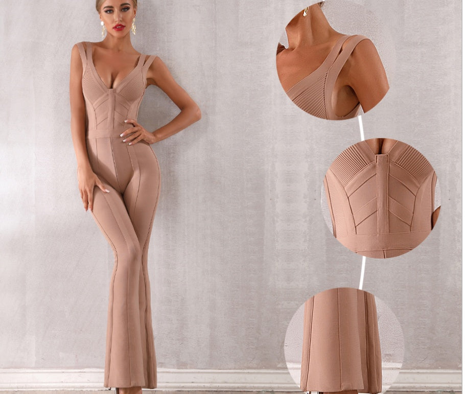 Adyce New Summer Women Bandage Jumpsuit Romper Sexy V Neck