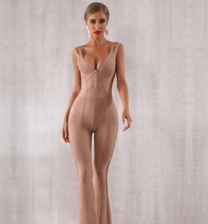 Adyce New Summer Women Bandage Jumpsuit Romper Sexy V Neck