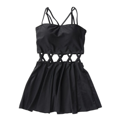 Sexy skirt One-Piece Swimsuit W0ith Small Chest Gathered