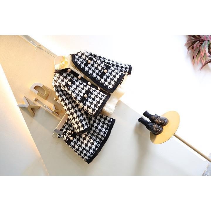 Autumn And Winter Clothes, Western Style, European And American Style Girls' Casual Suit, Girl's Small Fragrance Style Sub-Coat And Short Skirt Two-Piece Set
