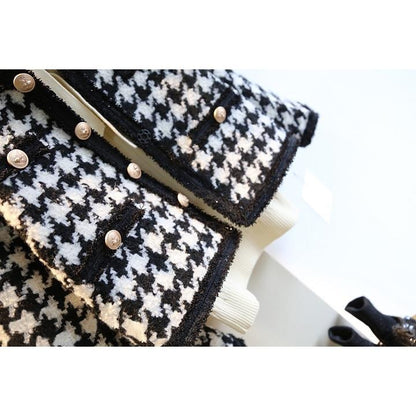 Autumn And Winter Clothes, Western Style, European And American Style Girls' Casual Suit, Girl's Small Fragrance Style Sub-Coat And Short Skirt Two-Piece Set