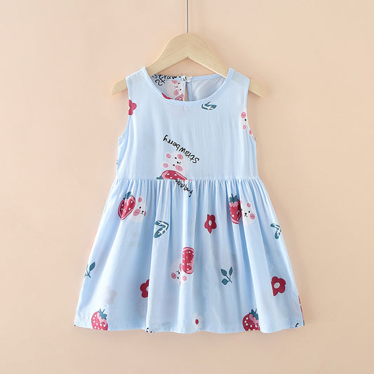 Children's Western Style Children's Clothing Summer Dress Female Net Red Little Girl Skirt
