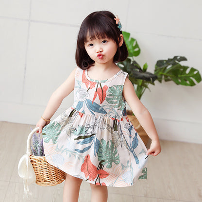 Children's Western Style Children's Clothing Summer Dress Female Net Red Little Girl Skirt