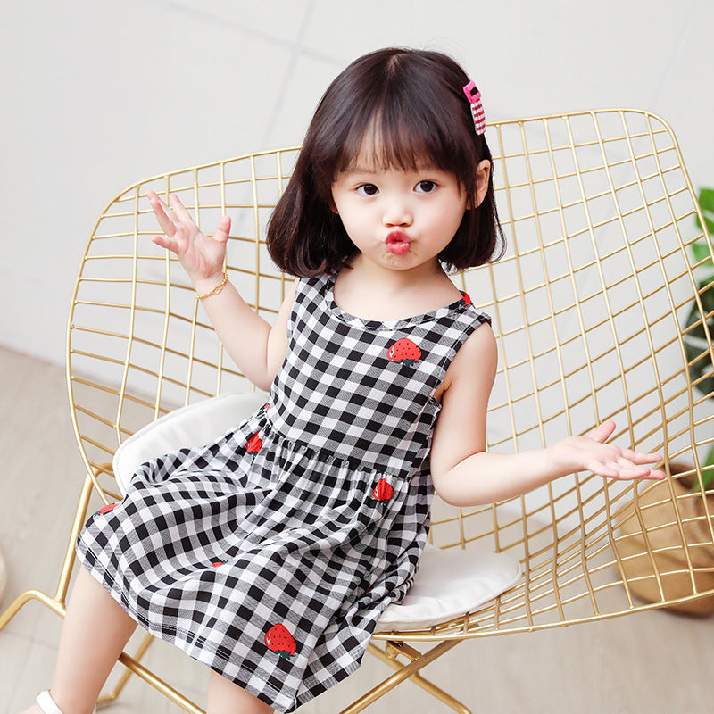 Children's Western Style Children's Clothing Summer Dress Female Net Red Little Girl Skirt