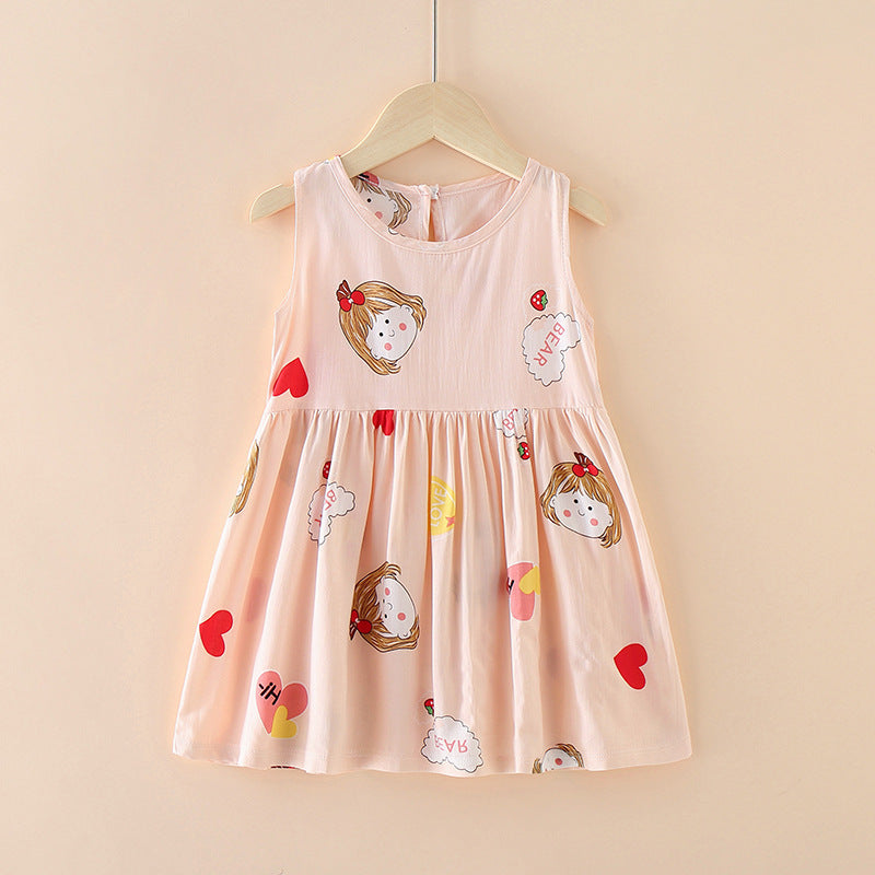 Children's Western Style Children's Clothing Summer Dress Female Net Red Little Girl Skirt